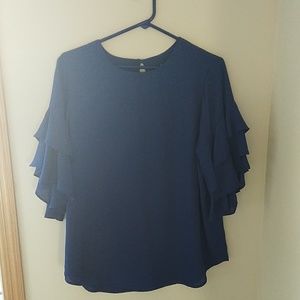 Gorgeous royal blue ruffle sleeve blouse